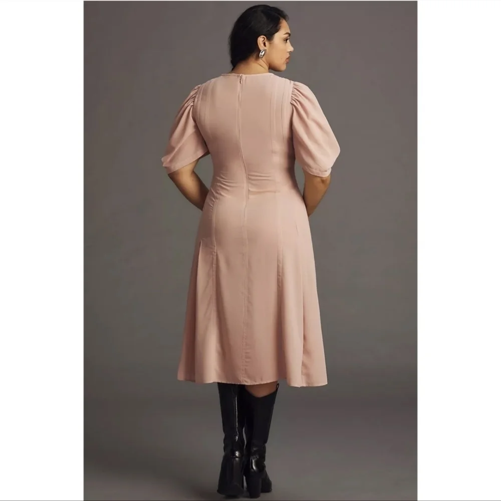 Anthropologie Modern Sheer Midi Dress in Pink - Picture 3 of 11